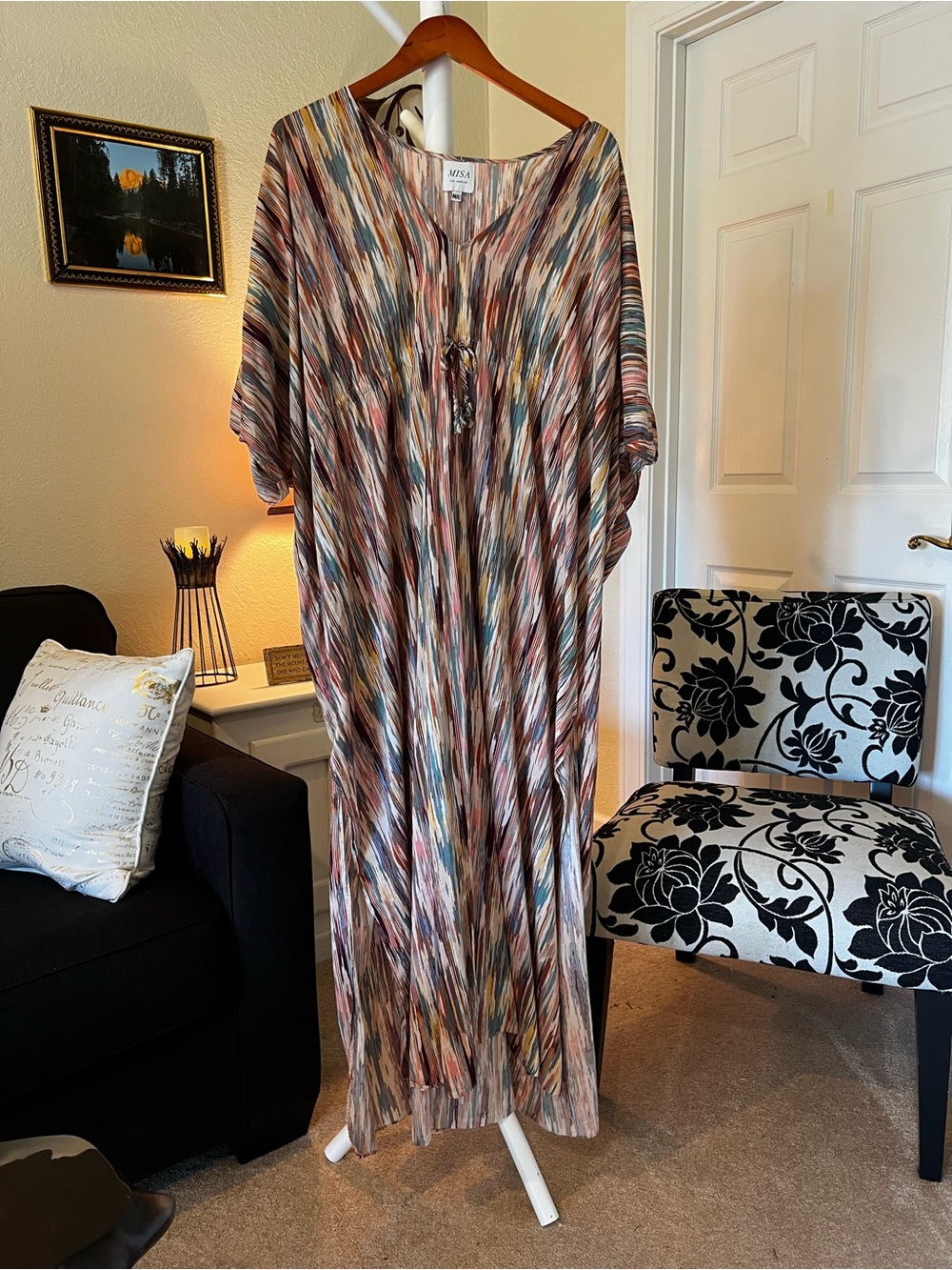Misa Los Angeles Multicolor Striped Maxi Caftan Dress